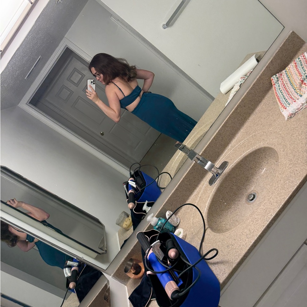 Teal Strapless Dress - Picture 2 of 4